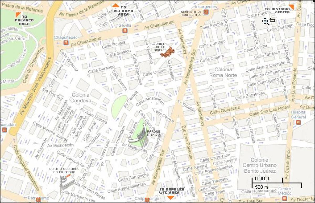 kaart van condesa Mexico City