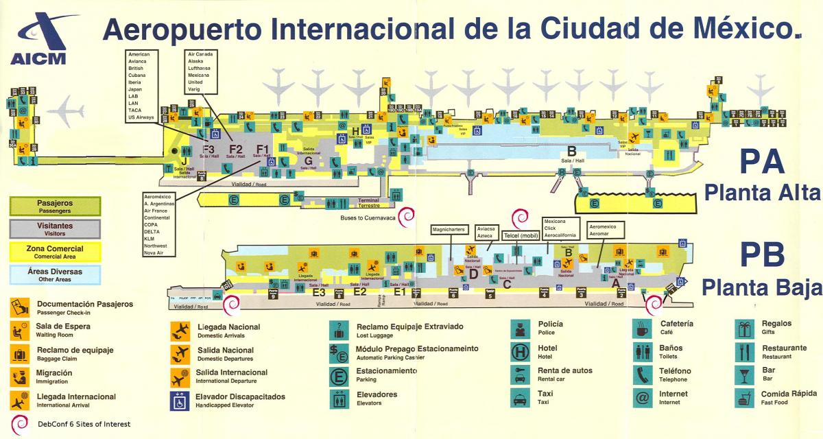 Mexico City internasionale lughawe kaart