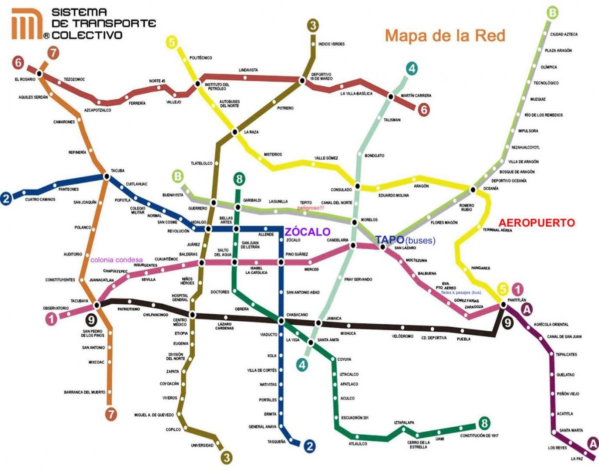 Mexico City trein kaart