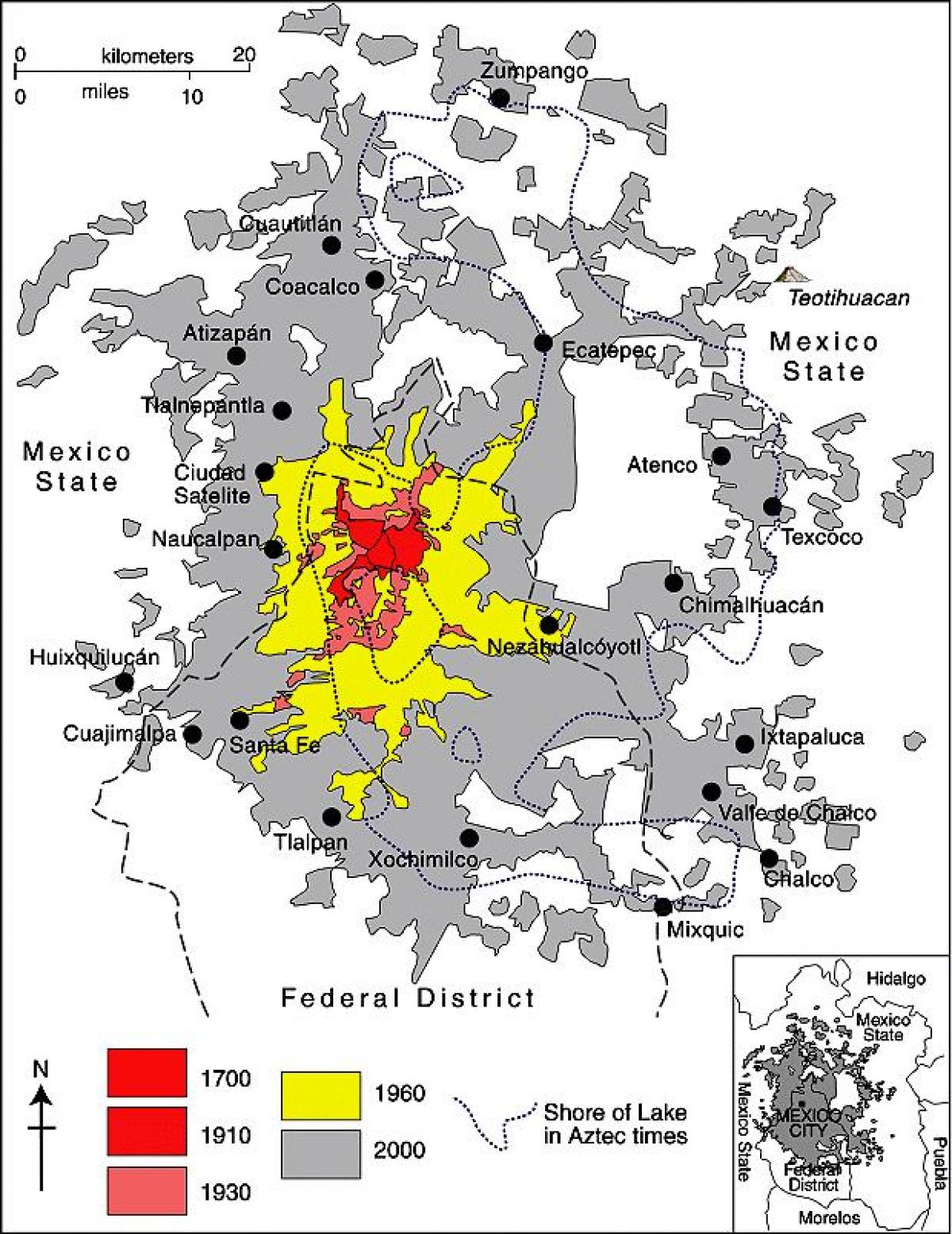 kaart van Mexiko Stad distrik
