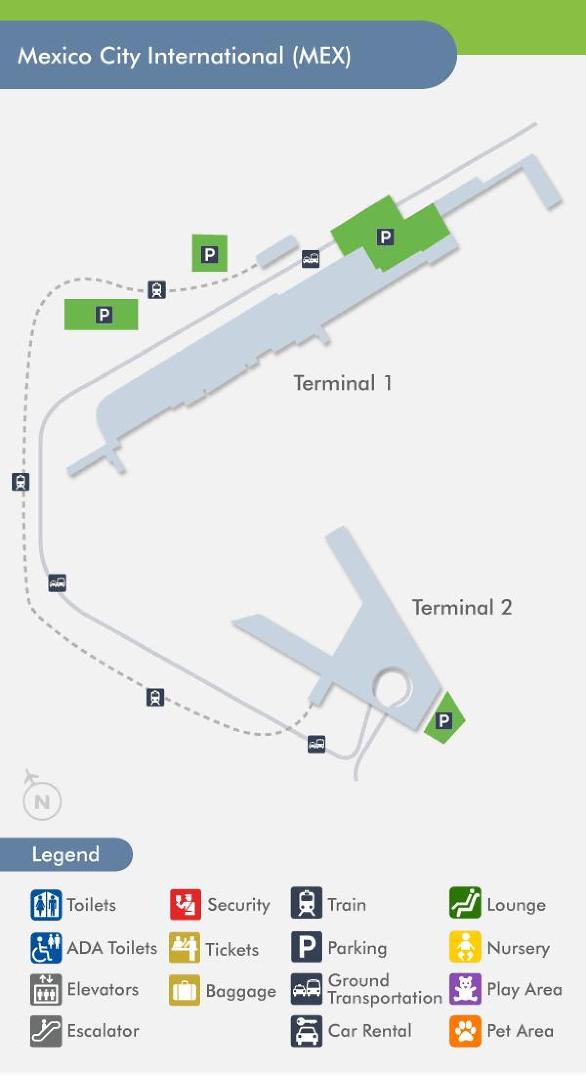 Mexico City airport terminal kaart