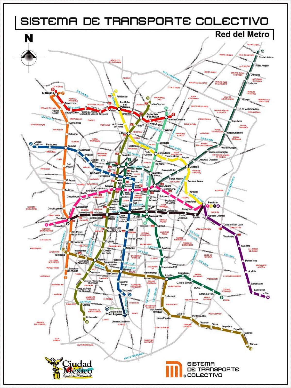 kaart van Mexico City transit