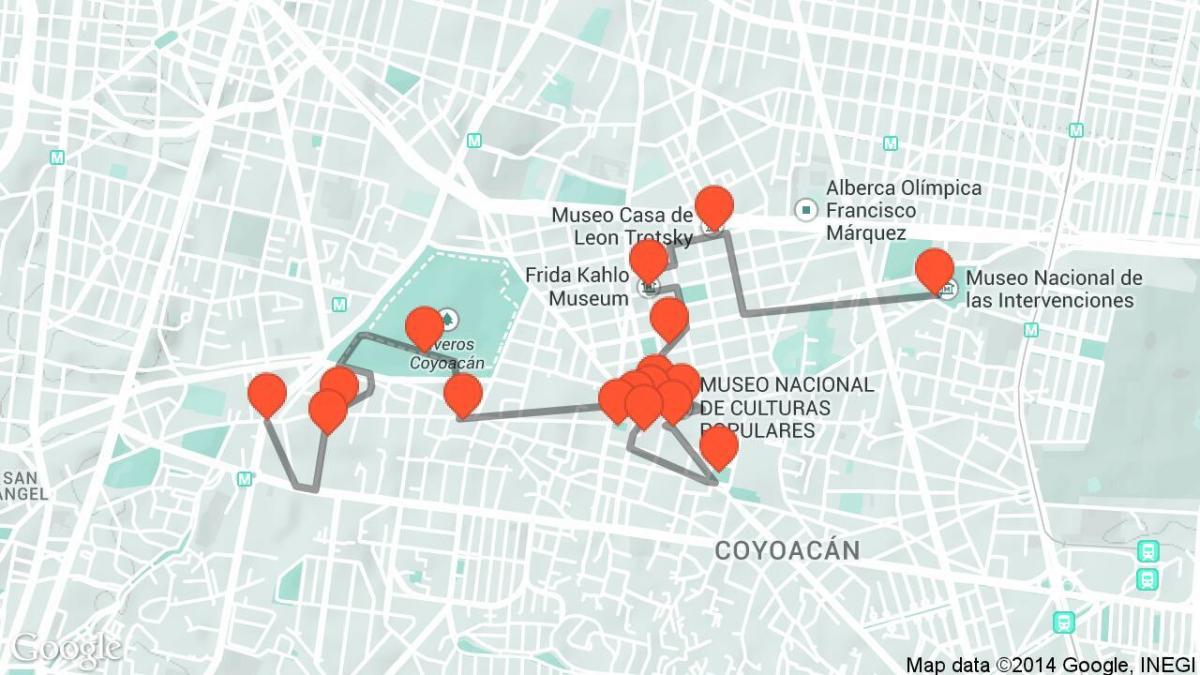 kaart van Mexico City walking tour