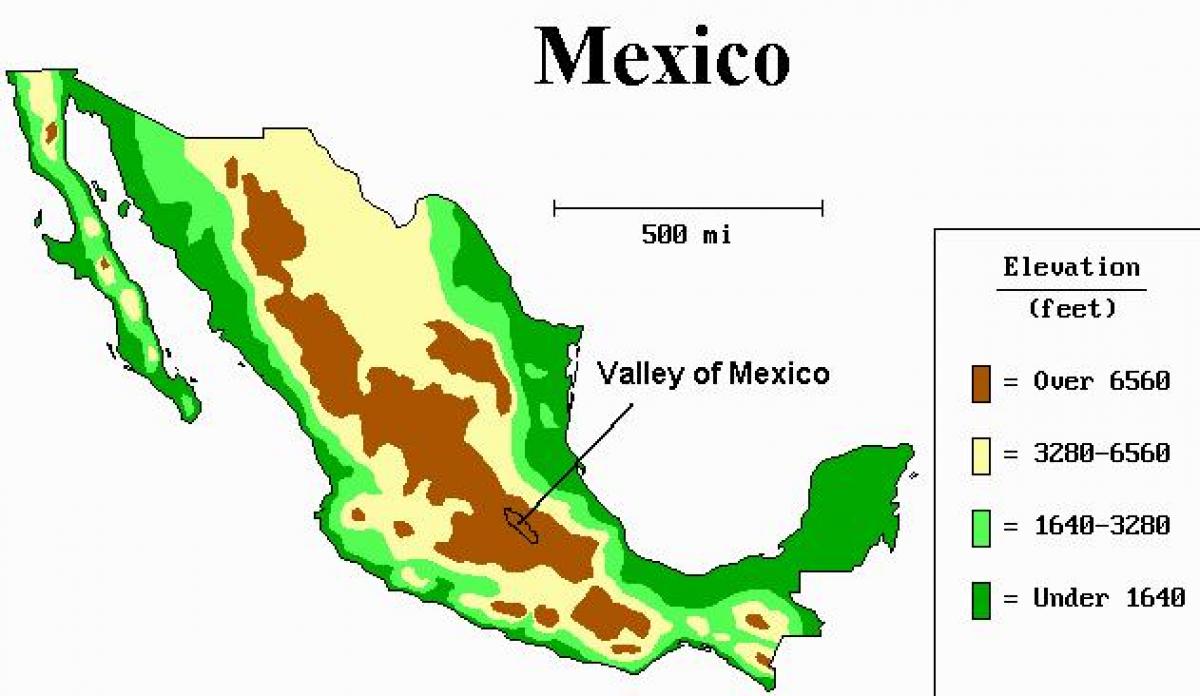 die kaart van die vallei van Meksiko
