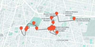 Kaart van Mexico City walking tour