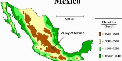 Die kaart van die vallei van Meksiko